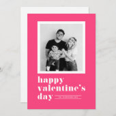 レトロタイポグラフィホットピンクフォトバレンタインデー シーズンカード (正面/裏面)