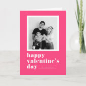 レトロタイポグラフィホットピンクフォトバレンタインデー シーズンカード (正面)
