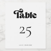 レトロタイポグラフィミニマ結婚リストのテーブル番号 ワインラベル (シングルラベル)