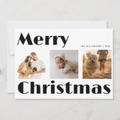 レトロタイポグラフィメリークリスマス3フォトコラージュ シーズンカード (正面)