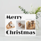 レトロタイポグラフィメリークリスマス3フォトコラージュ シーズンカード (スタンド正面)