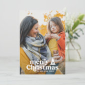 レトロタイポグラフィモダン1フォトホリデークリスマス シーズンカード (スタンド正面)