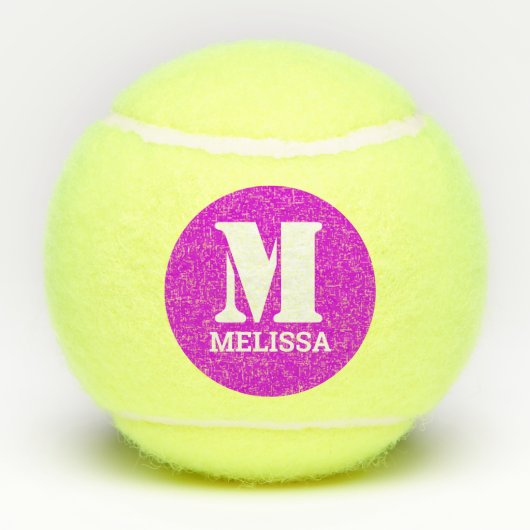 レトロタイポグラフィモノグラムイニシャル名 |ピンク テニスボール (裏面)