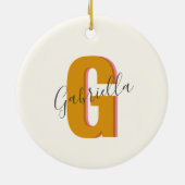 レトロタイポグラフィモノグラムイニシャル名(黄色) セラミックオーナメント (裏面)