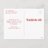 レトロタイポグラフィレッドハッピーホリデーズフォト シーズンポストカード (裏面)