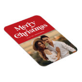 レトロタイポグラフィレッドメリークリスマスフォト マグネット (右側)