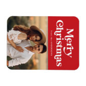 レトロタイポグラフィレッドメリークリスマスフォト マグネット (横)