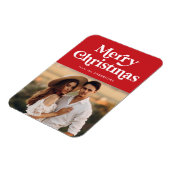 レトロタイポグラフィレッドメリークリスマスフォト マグネット (左側)