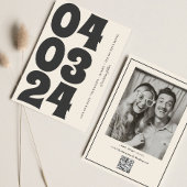 レトロタイポグラフィヴィンテージB&W番号写真Qrコード セーブザデート