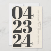 レトロタイポグラフィヴィンテージB&W番号写真Qrコード セーブザデート (正面)