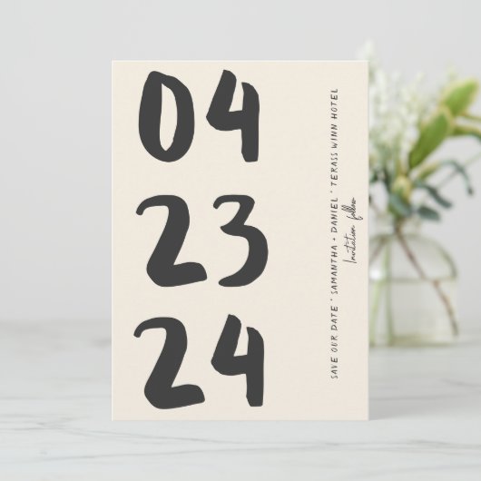 レトロタイポグラフィヴィンテージB&W番号写真Qrコード セーブザデート (スタンド正面)