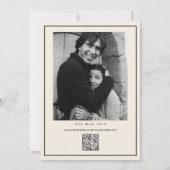 レトロタイポグラフィヴィンテージB&W番号写真Qrコード セーブザデート (裏面)