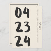 レトロタイポグラフィヴィンテージB&W番号写真Qrコード セーブザデート (正面/裏面)