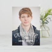 レトロタイポグラフィ写真卒業パーティー招待状 招待状 (スタンド正面)