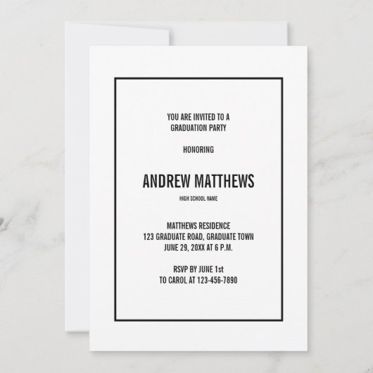 レトロタイポグラフィ写真卒業パーティー招待状 招待状 (裏面)