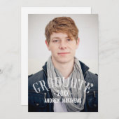 レトロタイポグラフィ写真卒業パーティー招待状 招待状 (正面/裏面)