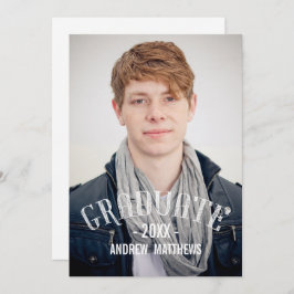 レトロタイポグラフィ写真卒業パーティー招待状 招待状