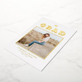 レトロタイポグラフィ写真卒業金ゴールド 箔招待状 (回転した状態)