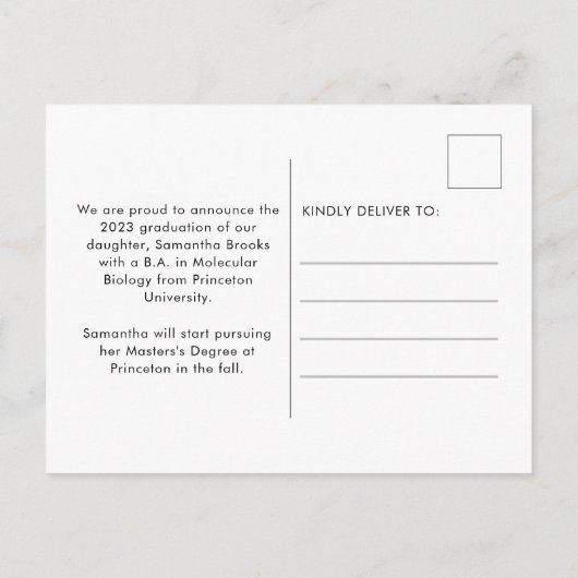 レトロタイポグラフィ写真卒業 案内ポストカード (裏面)