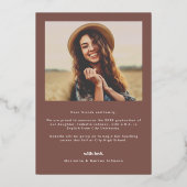 レトロタイポグラフィ写真卒業 箔招待状 (裏面)