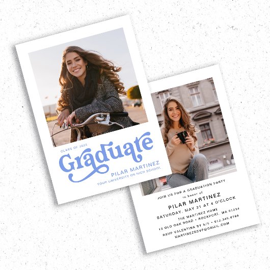 レトロタイポグラフィ写真2023卒業パーティー 招待状