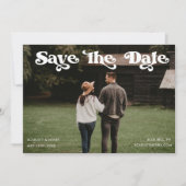 レトロタイポグラフィ写真Save the Date 招待状 (正面)