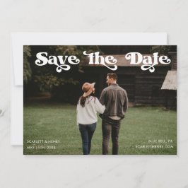 レトロタイポグラフィ写真Save the Date 招待状
