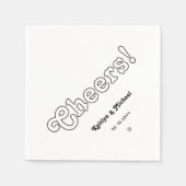 レトロタイポグラフィ応援!白黒結婚の スタンダードカクテルナプキン (正面)