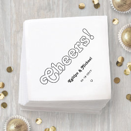 レトロタイポグラフィ応援!白黒結婚の スタンダードカクテルナプキン