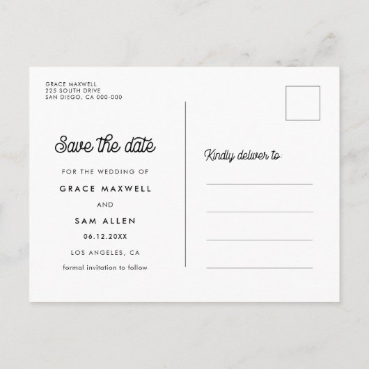 レトロタイポグラフィ日付の保存 案内ポストカード (裏面)