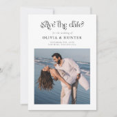 レトロタイポグラフィ白黒結婚ズ セーブザデート (正面)