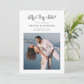 レトロタイポグラフィ白黒結婚ズ セーブザデート (スタンド正面)