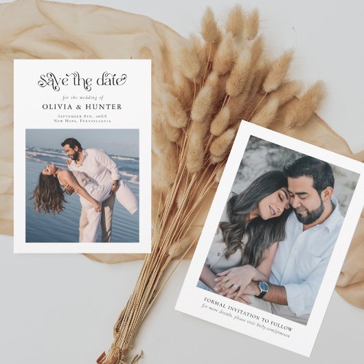 レトロタイポグラフィ白黒結婚ズ セーブザデート