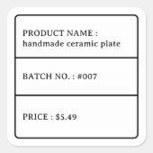 レトロタイポグラフィ製品価格ラベルステッカー スクエアシール (正面)