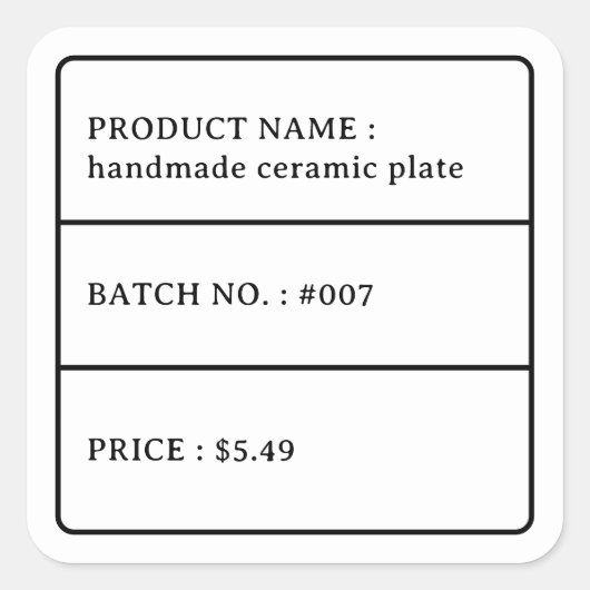 レトロタイポグラフィ製品価格ラベルステッカー スクエアシール (正面)
