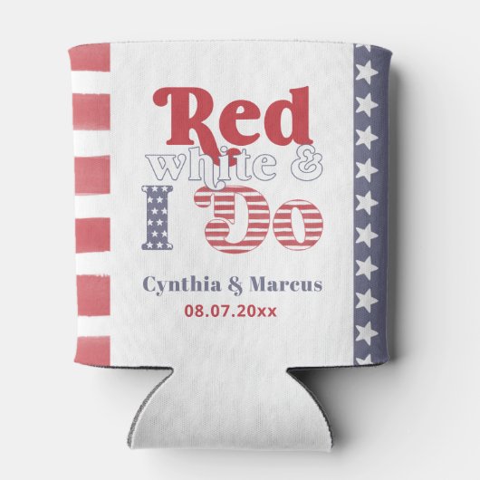 レトロタイポグラフィ7月4日ウェディングシャワー賛成 缶クーラー (裏面)