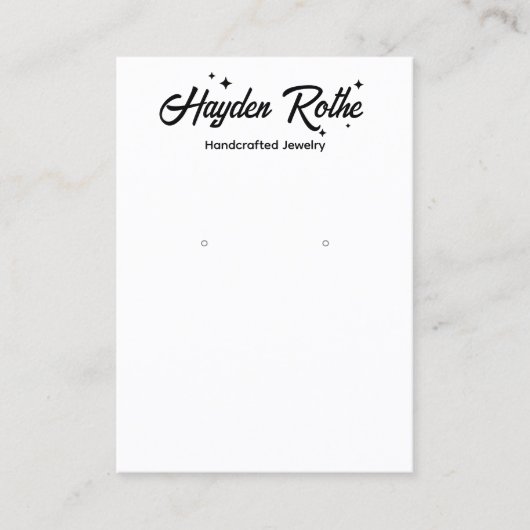 レトロタイポグラフィ&スターズホワイトイヤリングディスプレイ 名刺 (正面)