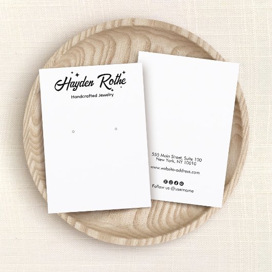 レトロタイポグラフィ&スターズホワイトイヤリングディスプレイ 名刺