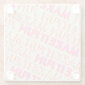 レトロタイポグラフィ、対角線、'Make Itおもしろい'。 ガラスコースター (裏面)