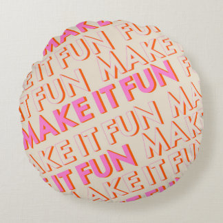 レトロタイポグラフィ、対角線、'Make Itおもしろい'。 ラウンドクッション