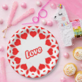 レトロタイポグラフィ"愛"赤バレンタインハート ペーパープレート (パーティー)