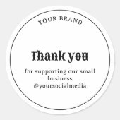 レトロタイポグラフィBusiness Thank youステッカー ラウンドシール (正面)