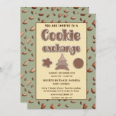 レトロタイポグラフィCookie交換パーティー 招待状 (正面/裏面)