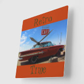 レトロタイムウォールクロックby RoseWrites スクエア壁時計 (傾斜)