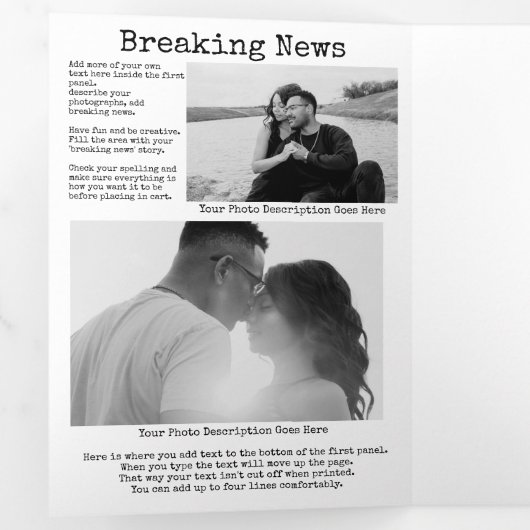 レトロタイ結婚プライターのパーソナライズされた新聞 三つ折りクリスマスカード (内部最初)