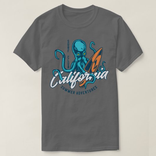 レトロタコサーファーカリフォルニアサーフクラブサーフィン Tシャツ (デザイン正面)