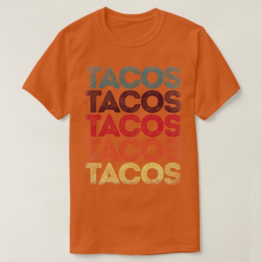 レトロタコスヴィンテージタコ火曜日メキシコ Tシャツ (デザイン正面)