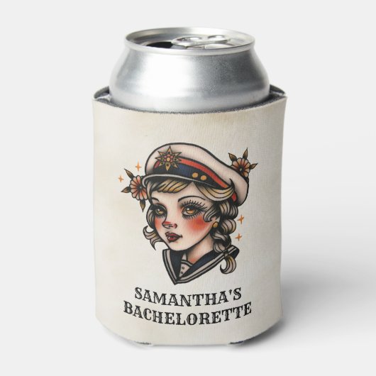 レトロタトゥーセーラ航海のー名バチェロレッテ 缶クーラー (缶正面)