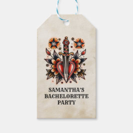 レトロタトゥーハートダガーヴィンテージバチェロレッテ ギフトタグ