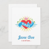 レトロタトゥーベビーシャワー招待状 インビテーションポストカード (正面/裏面)